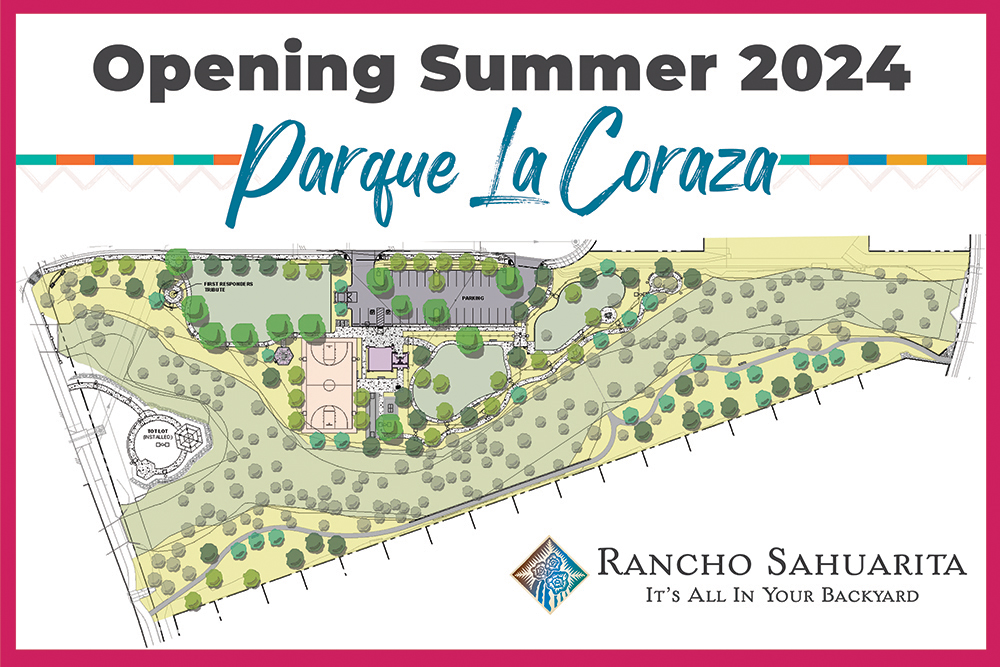 graphic that reads: opening summer 2024, Parque La Coraza