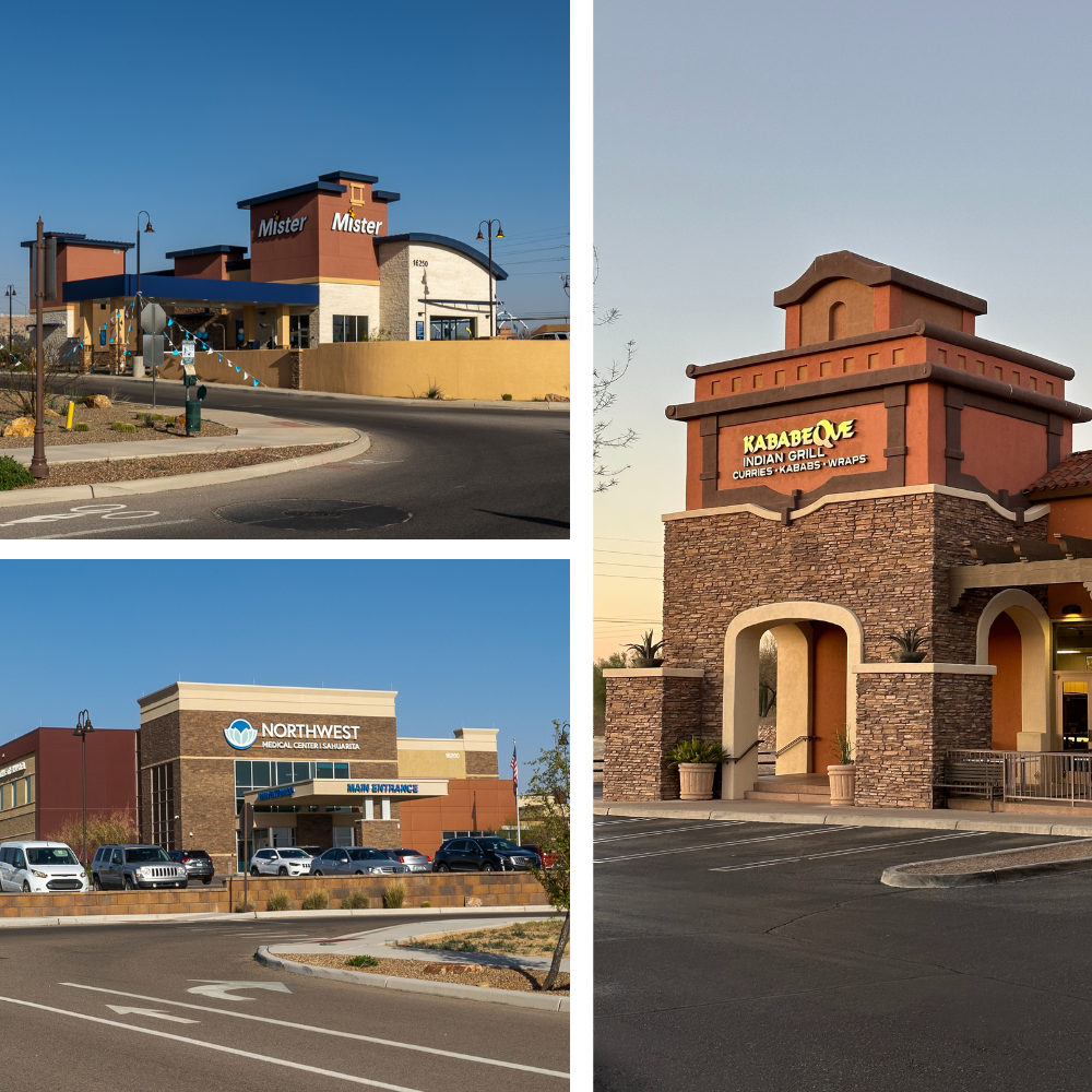 collage of commercial buildings