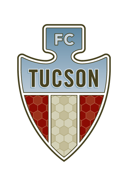 FCTucson_Crest (2) The FC Tucson logo features a shield with a blue top labeled "FC," "TUCSON" in bold letters, "EST. 2010" on either side, and a lower section with red and tan hexagonal patterns.
