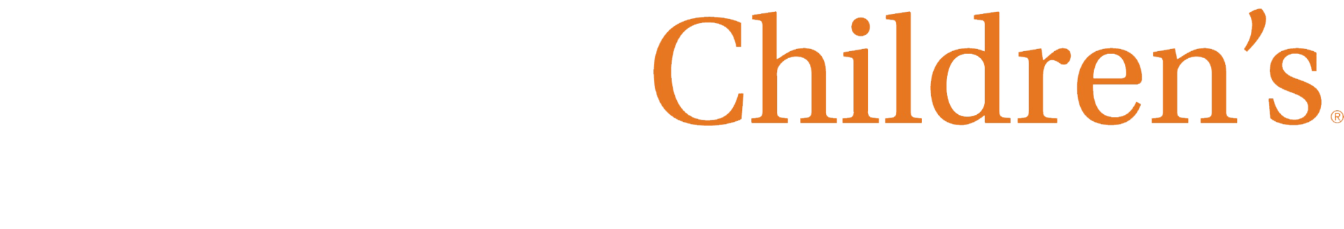 Logo of Banner Children’s with "Banner" in white text and "Children’s" in large orange text. There is a white wave-like graphic on the left. The background is light gray.