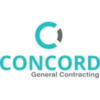 Logo for Concord General Contracting. A blue circular "C" shape with a gray segment, above the word "CONCORD" in bold blue letters and "General Contracting" in smaller gray text beneath.